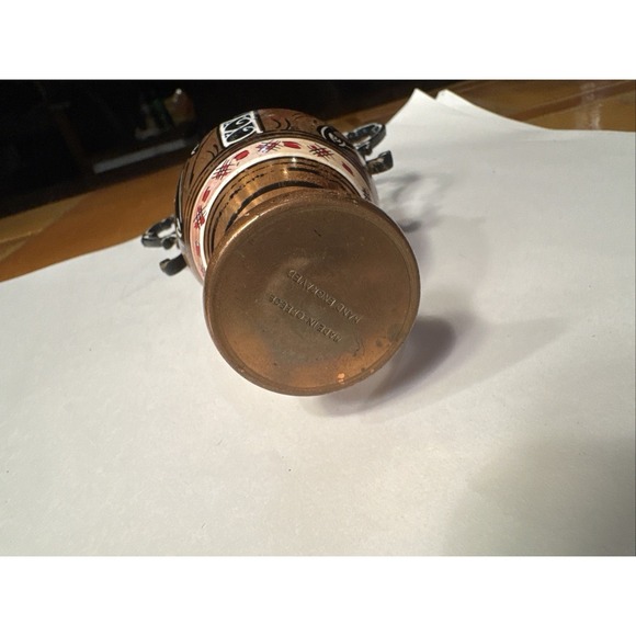 Vintage Hand Engraved Copper Greek Amphora Vase Made in Greece Twin Handle 6" - Picture 8 of 8